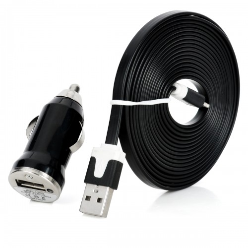 / USB Car Charger w/ USB to 8pin Lightning Flat Data Cable
